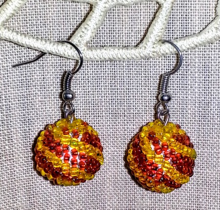 Náušničky - Obšívané guličky žlto-oranžové (4 €)